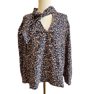 Navy Floral Women's Blouse